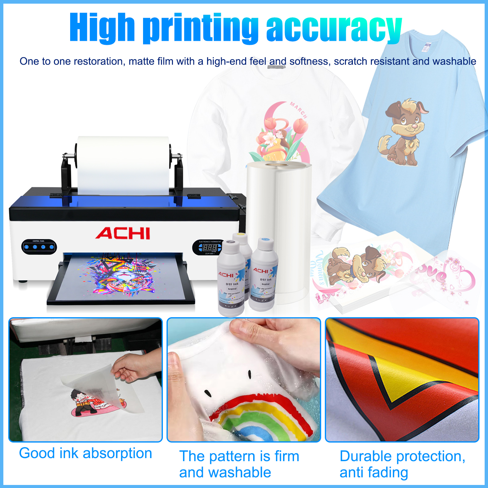 ACHI A3 R1390 Dtf Printer Bund - đánh giá và giá Commercial Printing Machine For Shirts