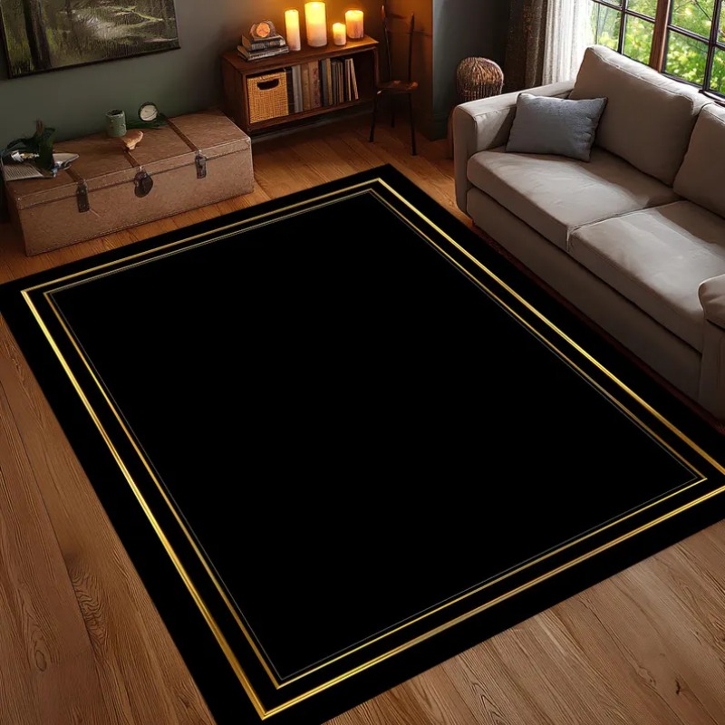 Modern Black Gold Area Rug Min - đánh giá và giá Commercial Printing Services