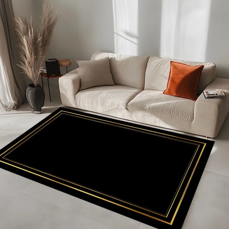 Modern Black Gold Area Rug Min - đánh giá và giá Commercial Printing Services
