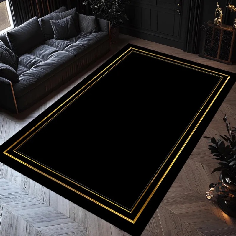 Modern Black Gold Area Rug Min - đánh giá và giá Commercial Printing Services