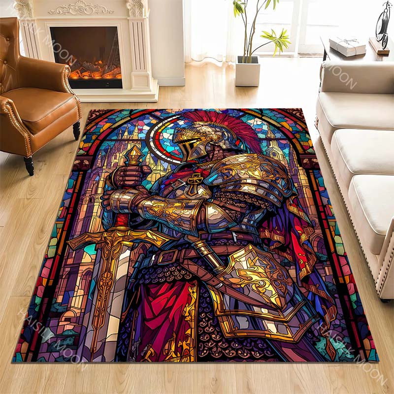 Stained glass knight with swor - đánh giá và giá Commercial Glass Printing